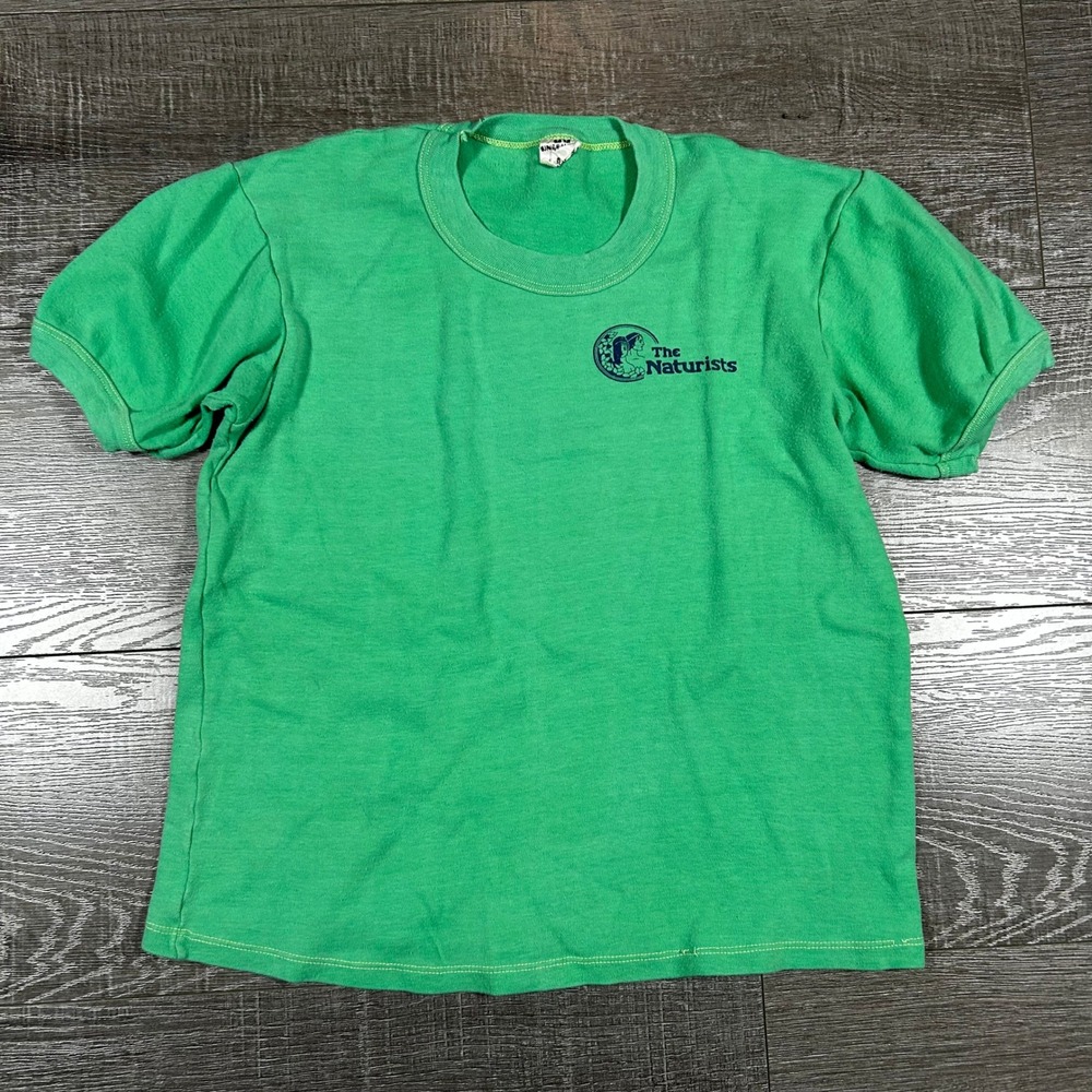 Vintage Sun Unlimited The Naturists Graphic T-Shirt Green Single Stitch‎ Small